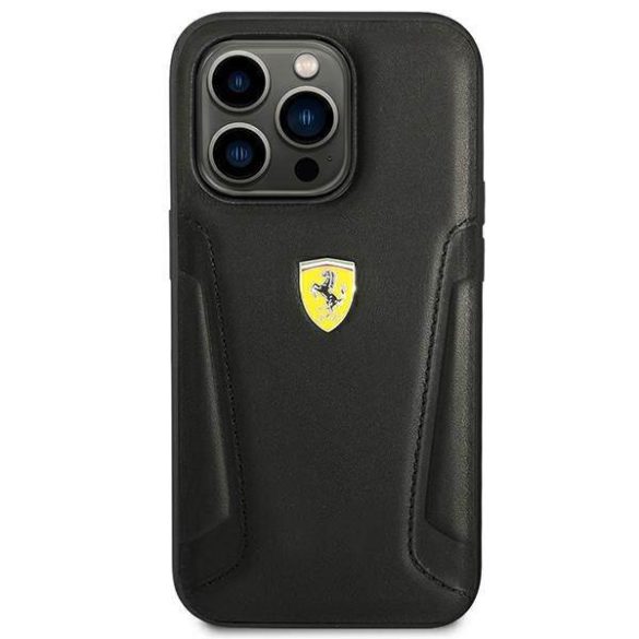 Ferrari FEHCP14LRBUK iPhone 14 Pro 6,1" fekete bőr Stamp keménytok