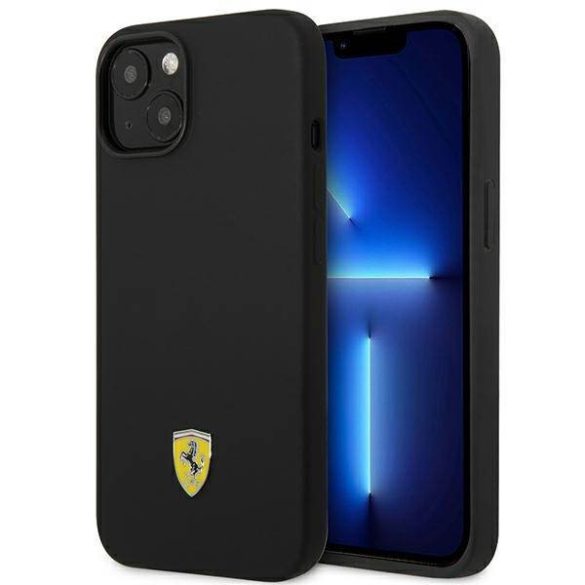 Ferrari FEHCP14SSIBBK iPhone 14 / 15 / 13 6,1" fekete keménytok szilikon fém logó