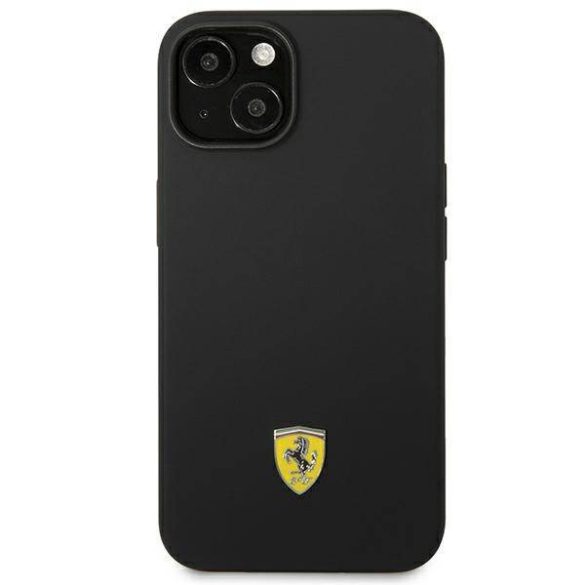 Ferrari FEHCP14SSIBBK iPhone 14 / 15 / 13 6,1" fekete keménytok szilikon fém logó