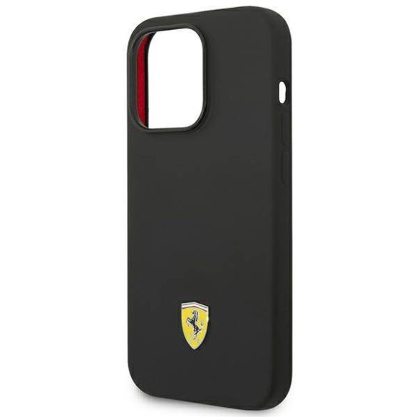 Ferrari FEHCP14LSIBBK iPhone 14 Pro 6,1" fekete szilikon fém logós keménytok