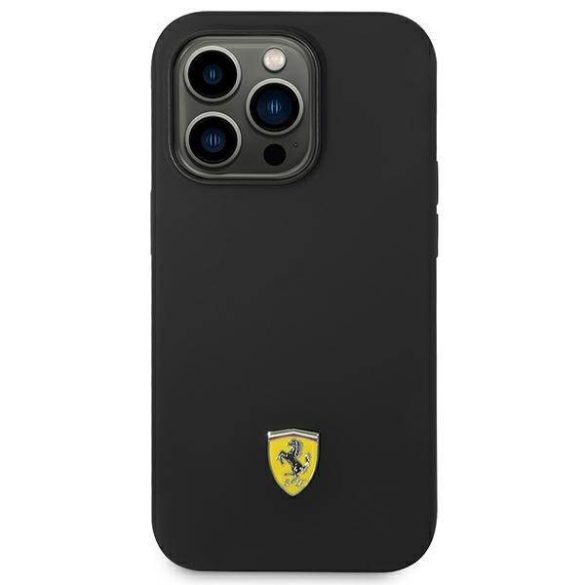 Ferrari FEHCP14XSIBBK iPhone 14 Pro Max 6,7" fekete szilikon fém logós keménytok