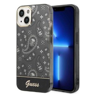 Guess GUHCP14SHGBNHK iPhone 14 / 15 / 13 6.1" fekete keménytok Bandana paisley