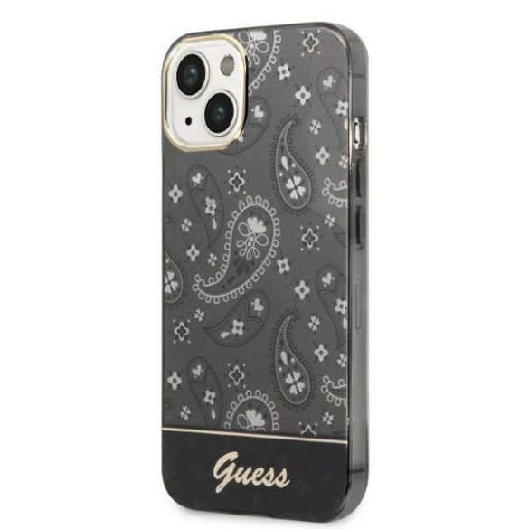 Guess GUHCP14SHGBNHK iPhone 14 / 15 / 13 6.1" fekete keménytok Bandana paisley