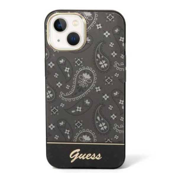 Guess GUHCP14SHGBNHK iPhone 14 / 15 / 13 6.1" fekete keménytok Bandana paisley