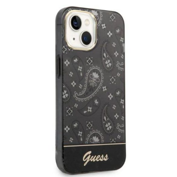 Guess GUHCP14SHGBNHK iPhone 14 / 15 / 13 6.1" fekete keménytok Bandana paisley