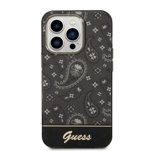 Guess GUHCP14LHGBNHK iPhone 14 Pro 6,1" fekete Bandana Paisley keménytok