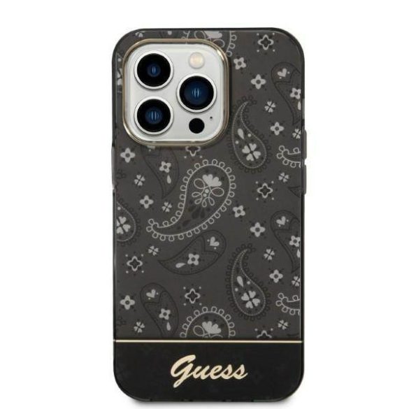 Guess GUHCP14LHGBNHK iPhone 14 Pro 6,1" fekete Bandana Paisley keménytok