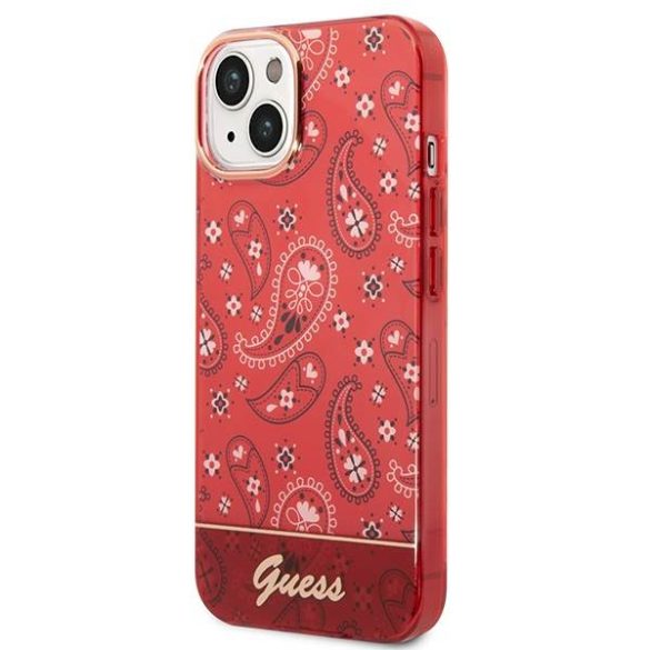 Guess GUHCP14SHGBNHR iPhone 14 / 15 / 13 6.1" piros keménytok Bandana paisley