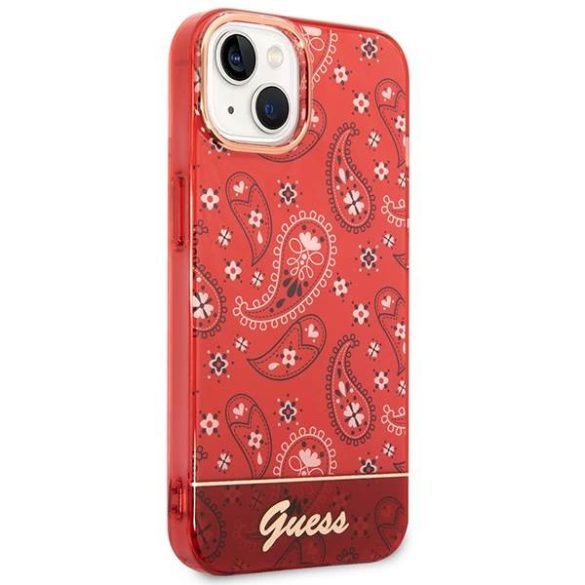 Guess GUHCP14SHGBNHR iPhone 14 / 15 / 13 6.1" piros keménytok Bandana paisley