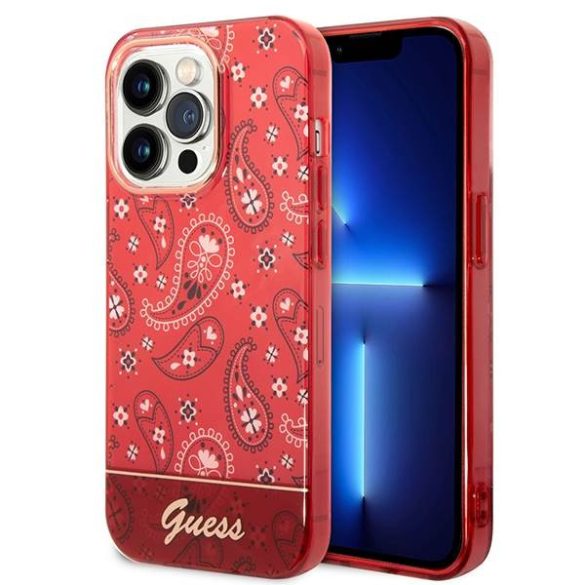 Guess GUHCP14LHGBNHR iPhone 14 Pro 6,1" piros Bandana Paisley keménytok