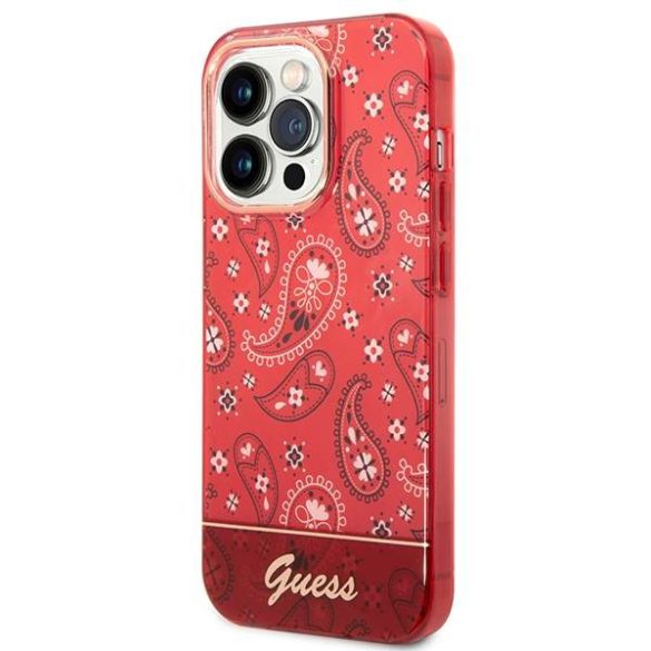 Guess GUHCP14LHGBNHR iPhone 14 Pro 6,1" piros Bandana Paisley keménytok