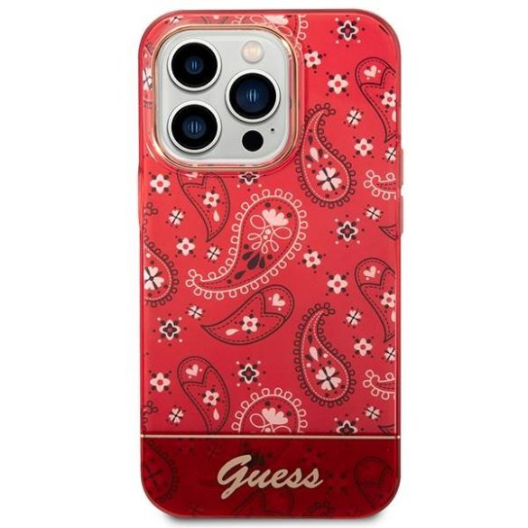 Guess GUHCP14LHGBNHR iPhone 14 Pro 6,1" piros Bandana Paisley keménytok