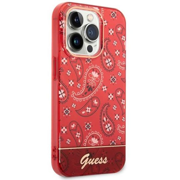 Guess GUHCP14LHGBNHR iPhone 14 Pro 6,1" piros Bandana Paisley keménytok