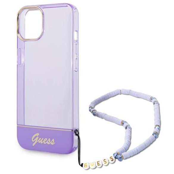 Guess GUHCP14SHGCOHU iPhone 14 6.1" lila keménytok áttetsző gyöngyház szíjjal