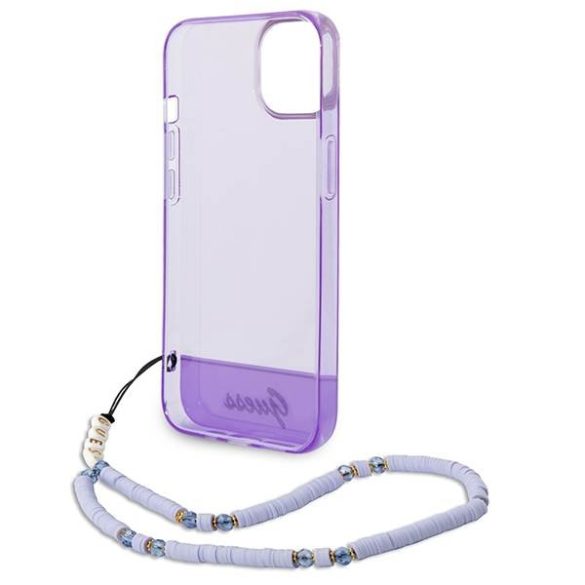 Guess GUHCP14SHGCOHU iPhone 14 6.1" lila keménytok áttetsző gyöngyház szíjjal