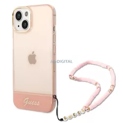   Guess GUHCP14MHGCOHP iPhone 14 Plus 6.7" rózsaszín keménytok áttetsző gyöngyház szíjjal