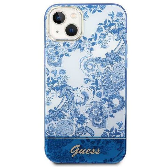 Guess GUHCP14MHGPLHB iPhone 14 Plus / 15 Plus 6.7" kék keménytok Porcelán kollekció