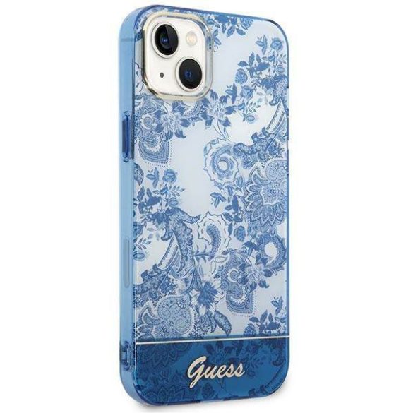 Guess GUHCP14MHGPLHB iPhone 14 Plus / 15 Plus 6.7" kék keménytok Porcelán kollekció
