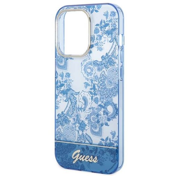 Guess GUHCP14LHGPLHB iPhone 14 Pro 6,1" kék Porcelain Collection keménytok