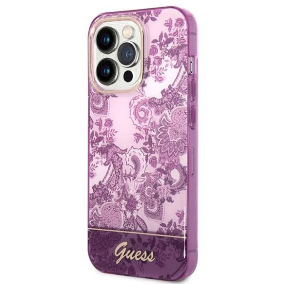 Guess GUHCP14LHGPLHF iPhone 14 Pro 6,1" fukszia Porcelain Collection keménytok