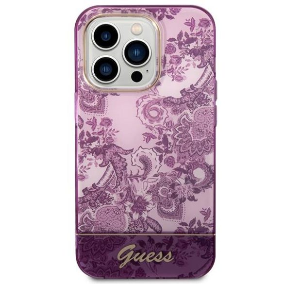 Guess GUHCP14LHGPLHF iPhone 14 Pro 6,1" fukszia Porcelain Collection keménytok