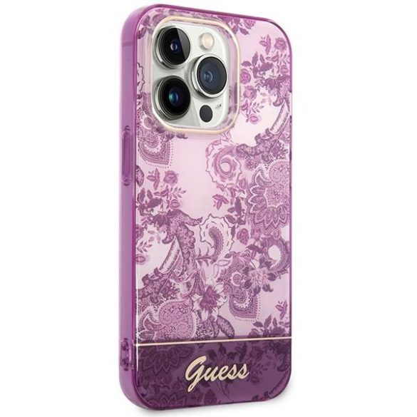 Guess GUHCP14LHGPLHF iPhone 14 Pro 6,1" fukszia Porcelain Collection keménytok