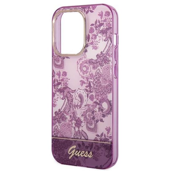 Guess GUHCP14LHGPLHF iPhone 14 Pro 6,1" fukszia Porcelain Collection keménytok