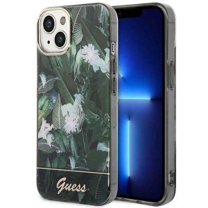 Guess GUHCP14SHGJGHA iPhone 14 6.1" zöld keménytok Jungle kollekció