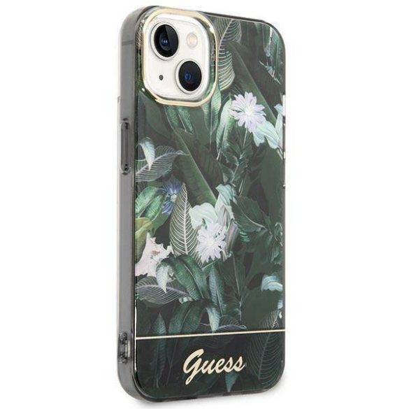 Guess GUHCP14MHGGJGHA iPhone 14 Plus / 15 Plus 6.7" zöld keménytok Jungle kollekció