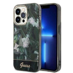 Guess GUHCP14LHGGJGHA iPhone 14 Pro 6,1" zöld Jungle Collection keménytok