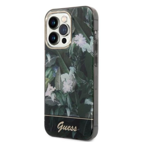 Guess GUHCP14LHGGJGHA iPhone 14 Pro 6,1" zöld Jungle Collection keménytok