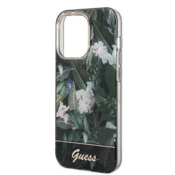 Guess GUHCP14LHGGJGHA iPhone 14 Pro 6,1" zöld Jungle Collection keménytok