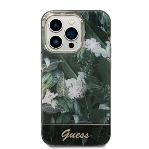Guess GUHCP14LHGGJGHA iPhone 14 Pro 6,1" zöld Jungle Collection keménytok