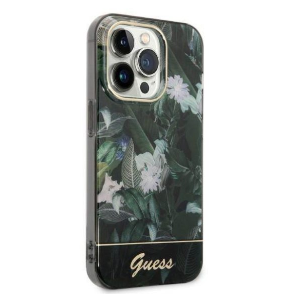 Guess GUHCP14LHGGJGHA iPhone 14 Pro 6,1" zöld Jungle Collection keménytok