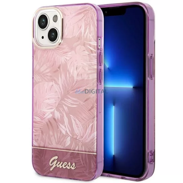Guess GUHCP14MHGGJGHP iPhone 14 Plus 6.7" rózsaszín keménytok Jungle kollekció