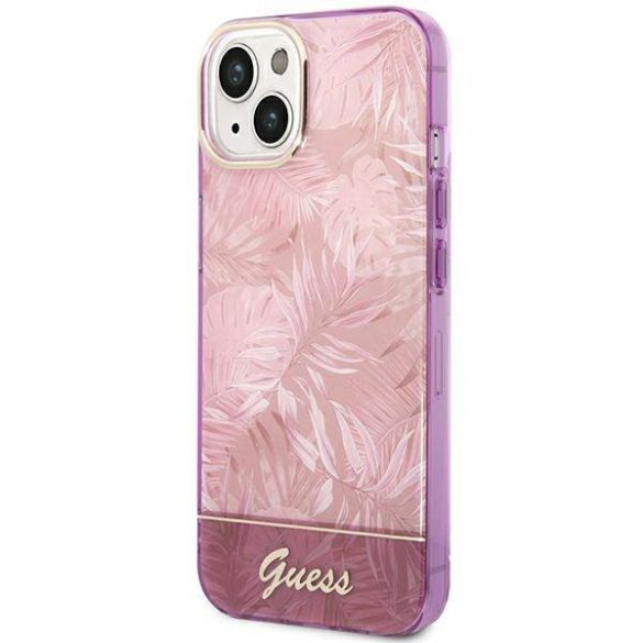Guess GUHCP14MHGGJGHP iPhone 14 Plus / 15 Plus 6.7" rózsaszín keménytok Jungle kollekció