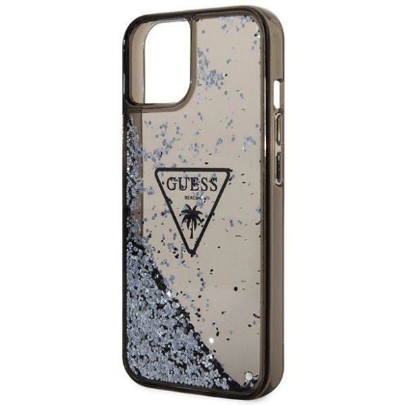 Guess GUHCP14SLFCTPK iPhone 14 / 15 / 13 6.1" fekete keménytok Liquid Glitter Palm kollekció