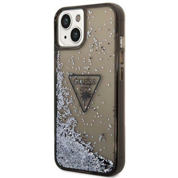 Guess GUHCP14MLFCTPK iPhone 14 Plus / 15 Plus 6.7" fekete keménytok folyékony Glitter Palm kollekció