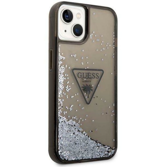 Guess GUHCP14MLFCTPK iPhone 14 Plus / 15 Plus 6.7" fekete keménytok folyékony Glitter Palm kollekció