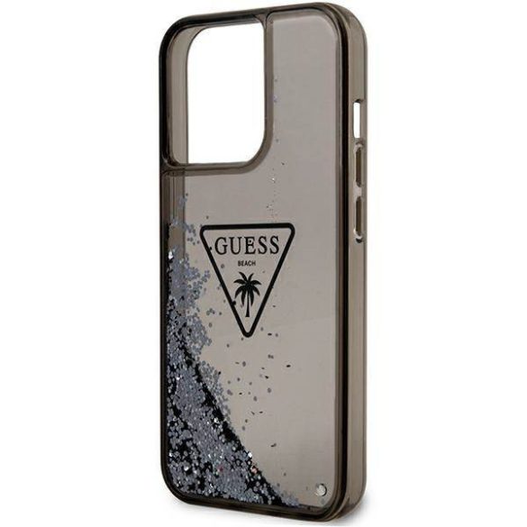 Guess GUHCP14XLFCTPK iPhone 14 Pro Max 6,7" fekete folyékony csillogó kristályos Palm Collection keménytok