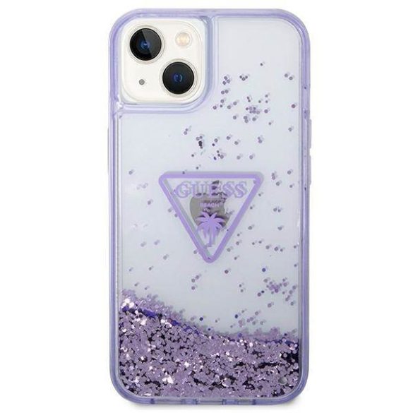 Guess GUHCP14MLFCTPU iPhone 14 Plus / 15 Plus 6.7" lila keménytok folyékony Glitter Palm Collection