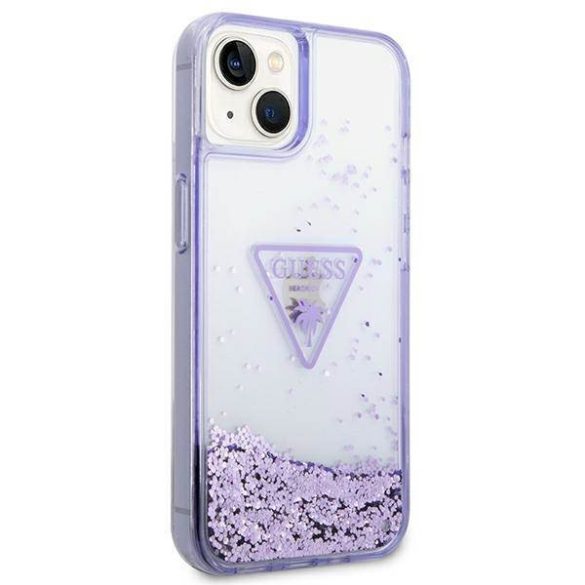 Guess GUHCP14MLFCTPU iPhone 14 Plus / 15 Plus 6.7" lila keménytok folyékony Glitter Palm Collection