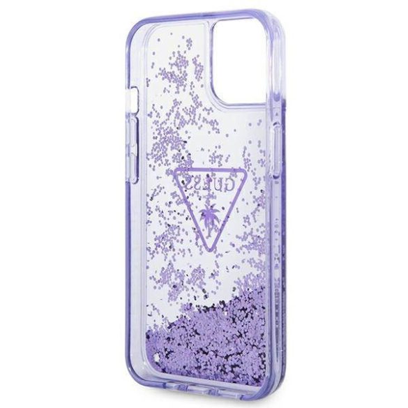 Guess GUHCP14MLFCTPU iPhone 14 Plus / 15 Plus 6.7" lila keménytok folyékony Glitter Palm Collection