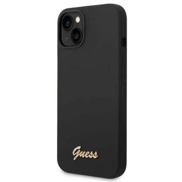 Guess GUHCP14SSLSMK iPhone 14 6.1" fekete keménytok Szilikon Vintage arany logó