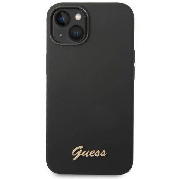 Guess GUHCP14SSLSMK iPhone 14 6.1" fekete keménytok Szilikon Vintage arany logó