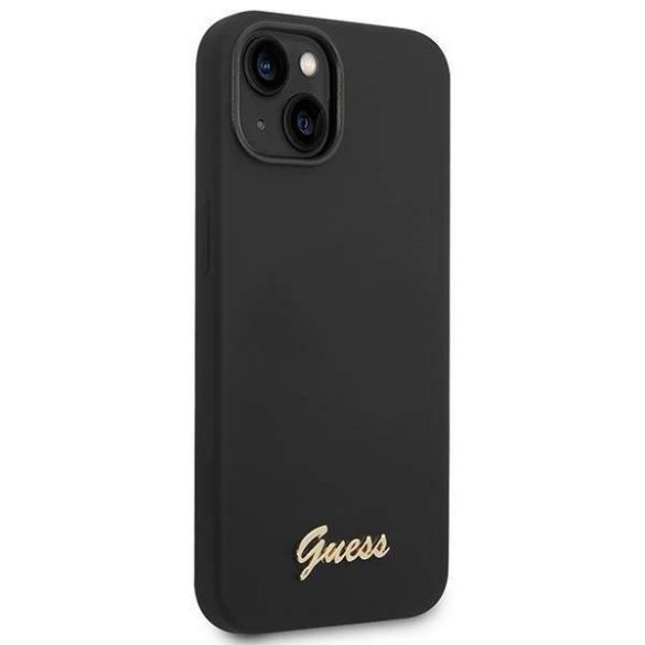 Guess GUHCP14SSLSMK iPhone 14 6.1" fekete keménytok Szilikon Vintage arany logó