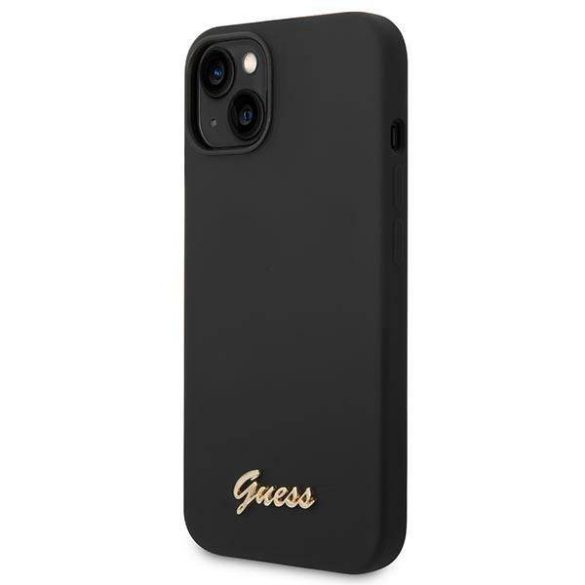 Guess GUHCP14MSLSMK iPhone 14 Plus / 15 Plus 6.7" fekete keménytok Szilikon Vintage arany logó