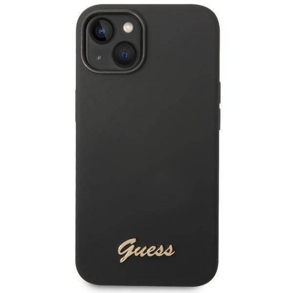 Guess GUHCP14MSLSMK iPhone 14 Plus / 15 Plus 6.7" fekete keménytok Szilikon Vintage arany logó
