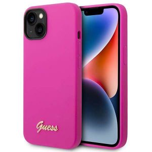 Guess GUHCP14SSLSMF iPhone 14 6.1" fukszia keménytok Szilikon Vintage arany logó