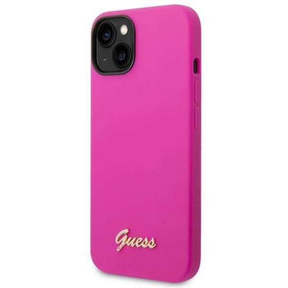 Guess GUHCP14SSLSMF iPhone 14 6.1" fukszia keménytok Szilikon Vintage arany logó